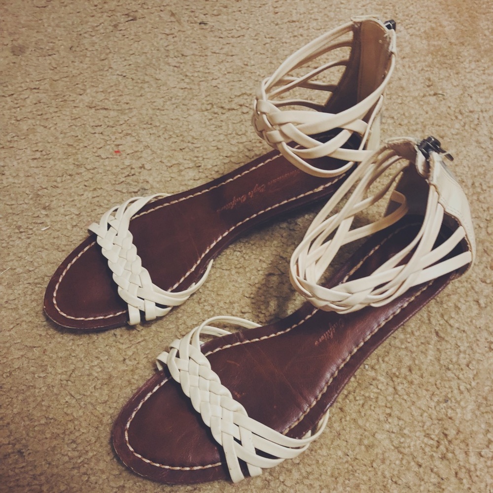 cream & brown sandals